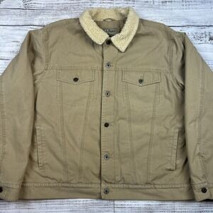 VTG LL Bean Canvas Trucker Jacket Mens XL Sherpa Lined Y2K Type 3 Buckle Back